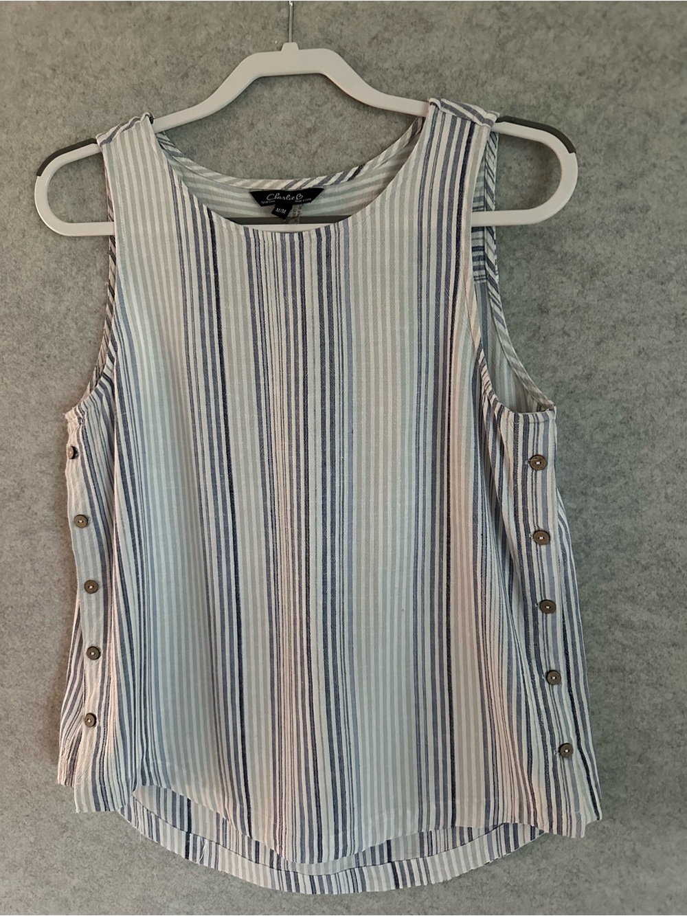 CHARLIE B Various Colored Striped Button-Side Tank